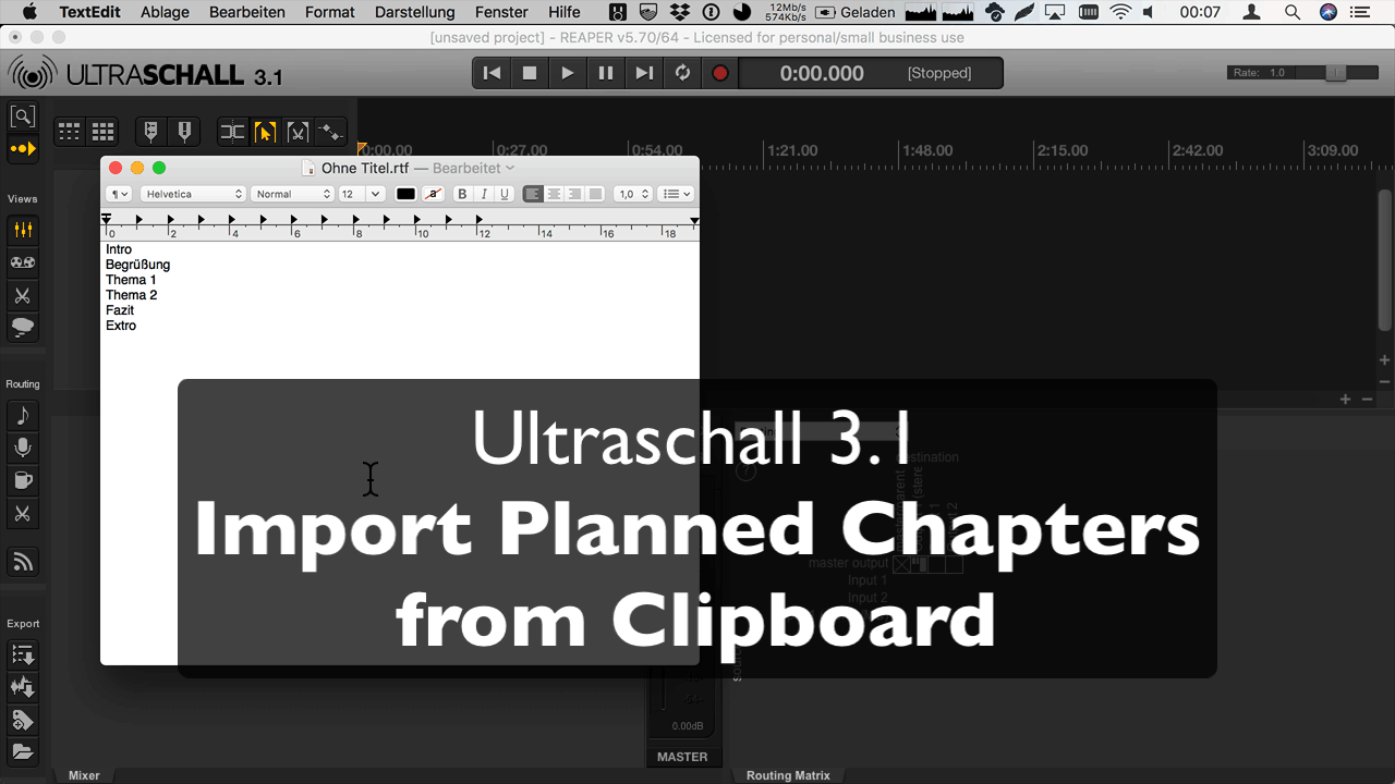 Video: Import planned Markers from Clipboard