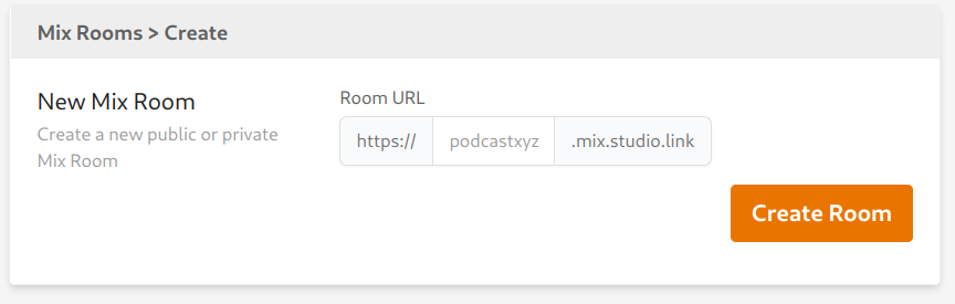 Screenshot Mix Room Create